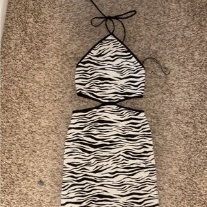 Zebra Print Halter Dress